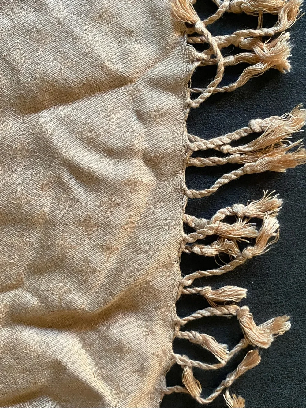 Beige Floral-Embroidered Women's Scarf with Red & Orange Accents‎